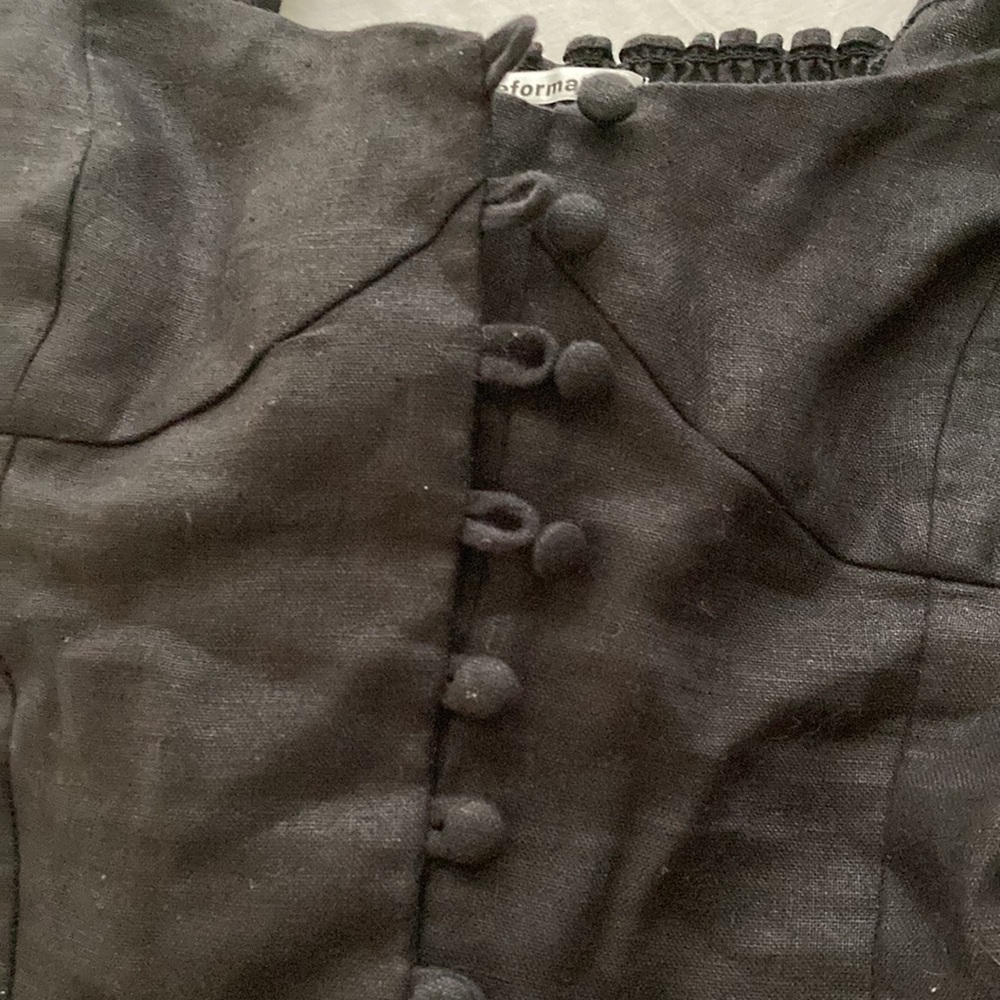 Reformation Hogan Long Sleeve Linen Top Black Size 4 - Picture 8 of 8